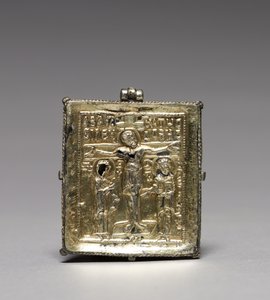 Enkolpion a keresztre feszítéssel (elöl) és Szentek Theodore és George (hátul)