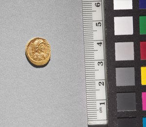 Solidus of Arkadios (előlap), 395-408 (arany) (lásd a CVL 499735 hátoldalát) alkotó: School Byzantine