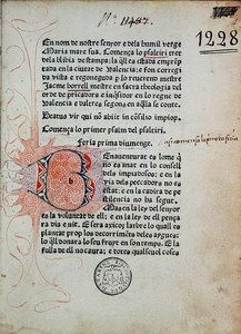 Inc. 1228 Bonifác Ferrer zsoltárja, Jaime Borrell javította, Nicolaus Spindeler nyomta Barcelonában 1480-ban (nyomtatás és tinta papíron) alkotó: School Catalan