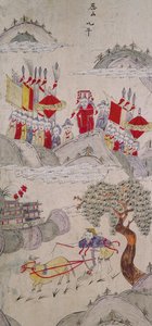 Kína híres történeteit ábrázoló nyolcrétegű vászon panelje (természetes pigmentek papírra) alkotó: School Chinese