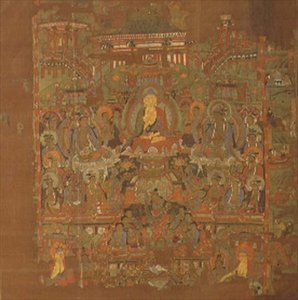 Ch.1.iii.02 Bhaisajyaguru paradicsoma, 8-9. század, Tunhuang (szövetfesték selyemre) alkotó: School Chinese
