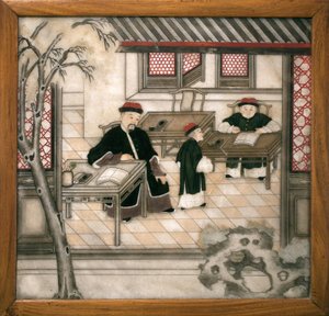 Dekoratív márványlap, amely betűket ábrázol a szekrényükben. Festett márvány, Qing-dinasztia (1644-1911), kínai művészet. Musee d