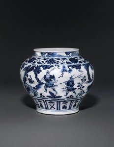 Kivételesen ritka és fontos kék-fehér tégely, Guan Yuan-dinasztia, 14. század közepe (kerámia) (lásd még: 469089-469093) alkotó: School Chinese