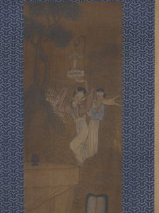 Öt nő egy körmenetben (tinta és szín a selyemen) alkotó: School Chinese