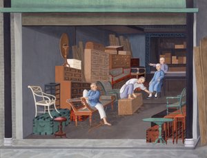 Európai asztalosmunka készítése, 1825 körül (gouache, papír) alkotó: School Chinese
