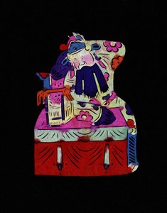 A pekingi opera férfi szereplője maszkkal. Festett papír vagy "Jian Zhi", kínai népművészet, Leonard de Selva, Kína, 2006. alkotó: School Chinese