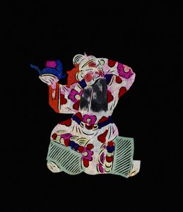 A birodalom férfi szereplője. Festett papírvágás vagy "Jian Zhi", kínai népművészet, Pekin. alkotó: School Chinese