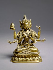 Ülő Usnisavijaya, Qing-dinasztia (bronz, aranyozással és malachittal) alkotó: School Chinese