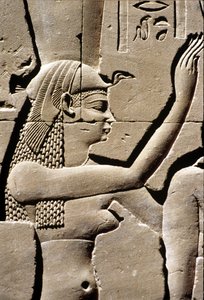 Ókori Egyiptom, falfestmény, Isis istennő, Hórusz templom, Edfu, Kr. e. 237 - 57 (fotó) alkotó: School Egyptian
