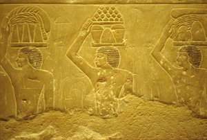 Ókori Egyiptom, falfestmény, Mastaba/Tomb of Idout, Szakkara, i.e. 2323-2150, Hordozók áldozatokkal (fotó) alkotó: School Egyptian