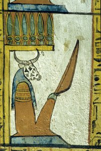 Ókori Egyiptom, Falfestés, Az alvilág tehénfejű istene, Sennedjem sírja, Théba, Deir el Medina alkotó: School Egyptian