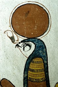 Ókori Egyiptom, falfestmény, Hórusz, Napisten, Nap szimbólum, Sennedzsem sírja, Théba, Deir el Medina, Deir el Medina alkotó: School Egyptian