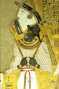 Ókori Egyiptom, falfestmény Inherkhau sírja, Théba, Nemesi sír, 20. dinasztia, Ozirisz, a túlvilág istene (fotó) alkotó: School Egyptian