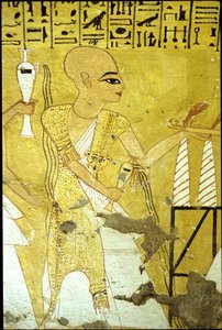 Ókori Egyiptom, falfestmény Inherkhau sírja, Théba, Nemesek sírja, 20. dinasztia, Inherkhau sírja, egy pap injekciót önt Inherkhau számára (fotó) alkotó: School Egyptian