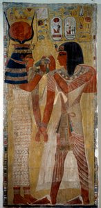 Az ókori Egyiptom művészete: I. Sethi király és Hathor istennő I. Sethi sírjából (a királyok völgyéből) származik