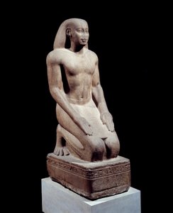 Egyiptomi antikvitás: "Nakhthorheb, a papok főnöke szobra 590 körül. 26. dinasztia, Pszammetikus király (Kr. e. 595-529) Párizs. Louvre Múzeum alkotó: School Egyptian