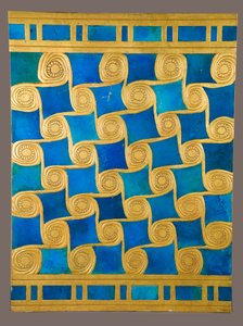 A faldísz rekonstrukciója a malqata-i Amun templomból, ie 1390-1352 körül (fajansz, modern vakolat, aranyfesték) alkotó: School Egyptian