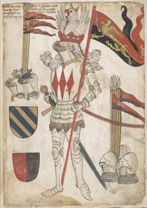 Add hozzá az MS 45133 f.52r William Montacute-t a „The Wriothesley Heraldic Collections”-ből. Vol. III alkotó: School English