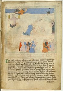Cotton Claudius B. IV, f.103 Mózes a tízparancsolattal, illusztráció egy „régi angol illusztrált hexateuchból” (vellum) alkotó: School English