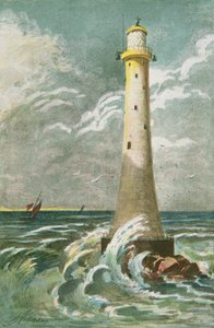 Eddystone világítótorony Plymouth mellett (színes litho) alkotó: School English