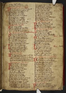 Harley MS 2558 f.8r, Novele cirurgerie, kivonat (365 sor). Orvosi receptgyűjtemény angol-normann versben (vellum) alkotó: School English