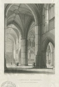 Lichfield székesegyház belseje – átkelés az északi kereszthajó felől: metszet, nd [19. század közepe] (nyomtatott) alkotó: School English