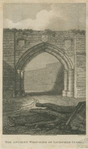 Lichfield – A bezárás ősi nyugati kapuja: metszet, nd [c 1805] (nyomtatás) alkotó: School English