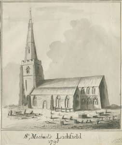 Lichfield - Szent Mihály templom: toll és szépia mosás rajz alkotó: School English