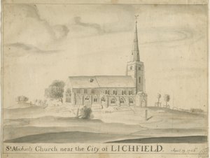 Lichfield - Szent Mihály templom: szépia rajz alkotó: School English