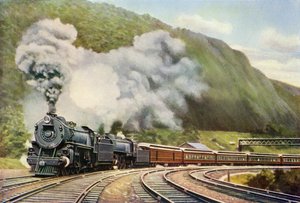 New York-Chicago-expressz, Harry Golding "The Wonder Book of Railways" című könyvéből (nyomtatás) alkotó: School English