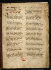 Royal MS Q E VI f.2r oldal az evangéliumokból (a „Királyi Biblia”) (vellum) alkotó: School English