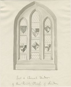Sandon templom – Chancel keleti ablaka: szépia mosás rajz, nd [?18. század] (rajz) alkotó: School English
