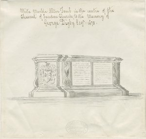 Sandon templom – George Digby sírja: szépia mosás rajz, nd [?18. század] (rajz) alkotó: School English