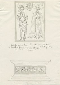 Sandon templom – Hugh Erdeswicke és Cecilia [Bassett] sírja: toll- és tusrajz, nd [?18. század] (rajz) alkotó: School English