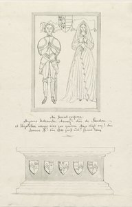Sandon templom – Hugh Erdeswicke és Elizabeth [Harcourt] sírja: toll- és mosdórajz, nd [?18. század] (rajz) alkotó: School English