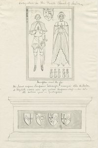 Sandon templom – Sampson Erdeswick és Elizabeth sírja [Grey]: toll- és tusrajz, nd [?18. század] (rajz) alkotó: School English