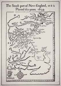 Új-Anglia déli része, ahogy idén 1634-ben telepítik (litho) alkotó: School English