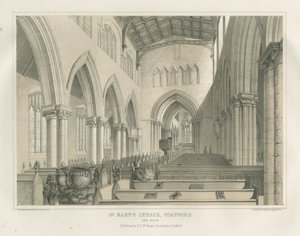 Stafford – A Szent Mária templom belseje: színezett litográfia, nd [c 1845] (nyomtatás) alkotó: School English