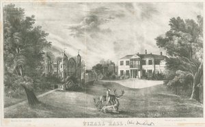 Tixall Hall és Gatehouse: litográfia, nd [c 1833] (nyomtatás) alkotó: School English