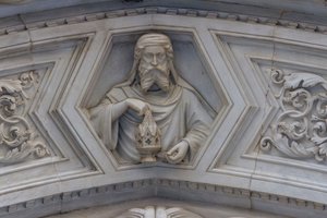 Krisztus, részlet az oldalsó portál körüli domborműről, a firenzei Virágos Mária-székesegyház (UNESCO világörökségi lista alkotó: School Florentine