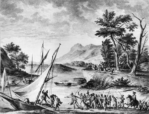 Francia forradalom: Charles Louis Huguet de Semonville (1759-1839) és Hugues Bernard Maret (1763-1839) francia nagykövet letartóztatása Novate-ban 1793. július 25-én. Metszet és rajz: Duplessi - Bertaux. Párizs, a Revolu Történeti Intézetének Könyvtára alkotó: School French