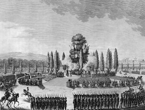 Francia forradalom: Republikánus fete des Victoires au Champs de Mars Párizsban a 10. Prairial An IV-en (május 29. alkotó: School French