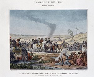 Bonaparte tábornok meglátogatja Mózes szökőkútjait – a „Francia seregek győzelmei és hódításai” című részben, Párizs, n.d (metszet)