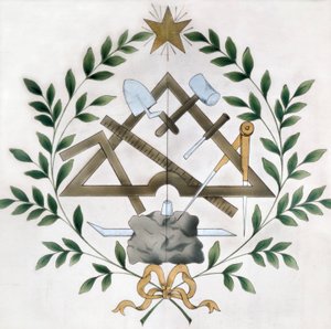 A különböző szabadkőműves emblémák ábrázolása (akvarell) alkotó: School French