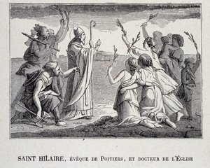 Saint Hilaire, Eveque of Poitiers és az egyház doktora, aki 367-ben halt meg. alkotó: School French