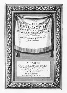 A „Descartes-i filozófia alapelvei” címlapja (metszet)