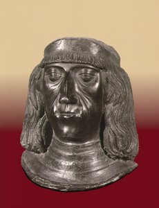 I. Maximilianus római császár (1459-1519) arcképe mellszobra (bronz) alkotó: School German