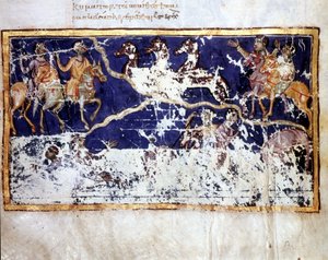 A Kinyilatkoztatás ábrázolása a „Jób Catena”-ban”, görög kézirat a 10. század elejéről. Bibl. Marciana Velencéből.