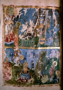 Jelenetek Szent Ciprián életéből. Miniatűr „” Homelies-ben. Orationes”” by Saint Gregoire of Nazianze (vagy Naziance) (328-390), 879-882. görög kézirat. Párizs, NL
