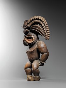 Hawaii figura, kona stílusú, a háború istenét jelképező ku ka ’ili moku, 1780-1820 körül (fa) alkotó: School Hawaiian